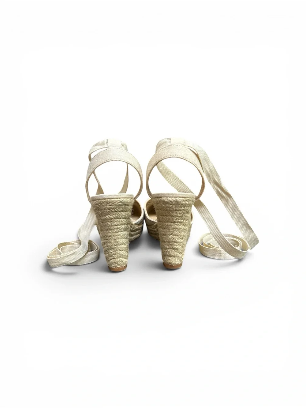 levity Cream Striped Espadrille Wedge with Ankle Ties